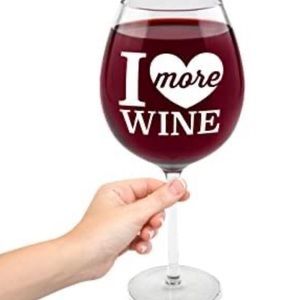 Extra large cute wine glass.